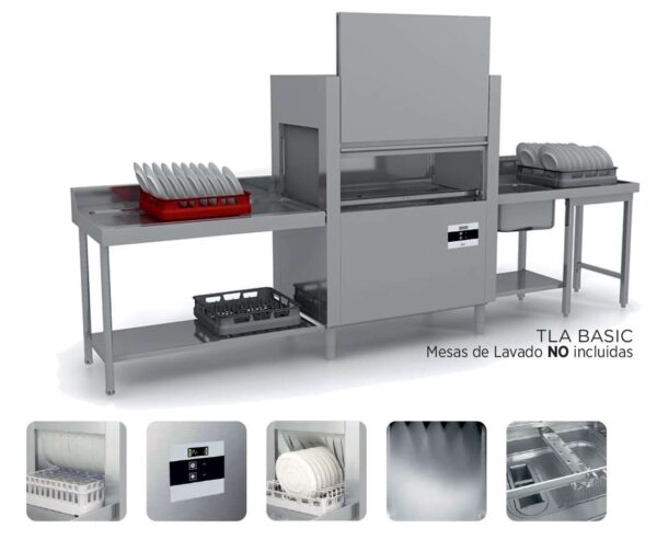 Túnel de lavado  cesta 50x50 cm LAVADO + ACLARADO 60/120 cestas/hora VERONA TLA BASIC (31-10.1)