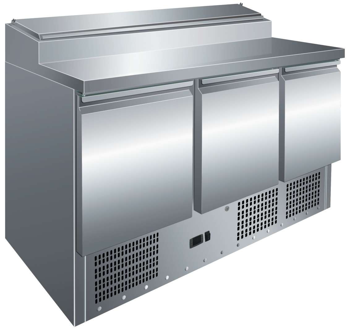 Mesa GN1/1 3 Puertas Preparación Ensaladas de 1365 x700 x1010h mm PEKIN PS300