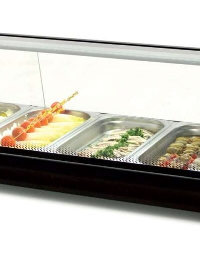Vitrina refrigerada de tapas 6 bandejas GN1/3-40 color negro dim.1456x390x287h mm línea Badajoz 6VTG-NE