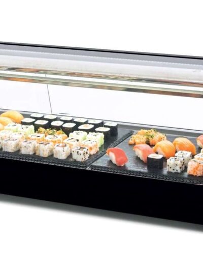 Vitrina refrigerada de tapas Sushi 6 bandejas GN1/3-40 color negro dim.1456x390x287h mm línea Badajoz 6VTG SUSHI-NE