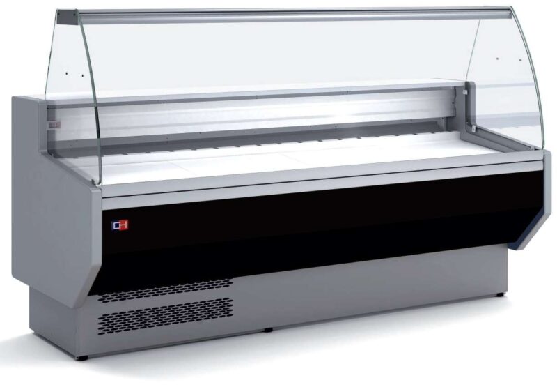 Vitrina Refrigerada Expositora Cristal Curvo con Reserva Decoración Negra Fondo 800 de 2025 x800 x1235h mm BADAJOZ VEC200