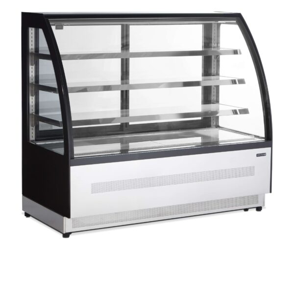 Vitrina Refrigerada Ventilada Total Cristal Curvo con 4 estantes de cristal 1505X750X1360h mm Línea VIBORG LPD1500C-P-BLACK. 275kg
