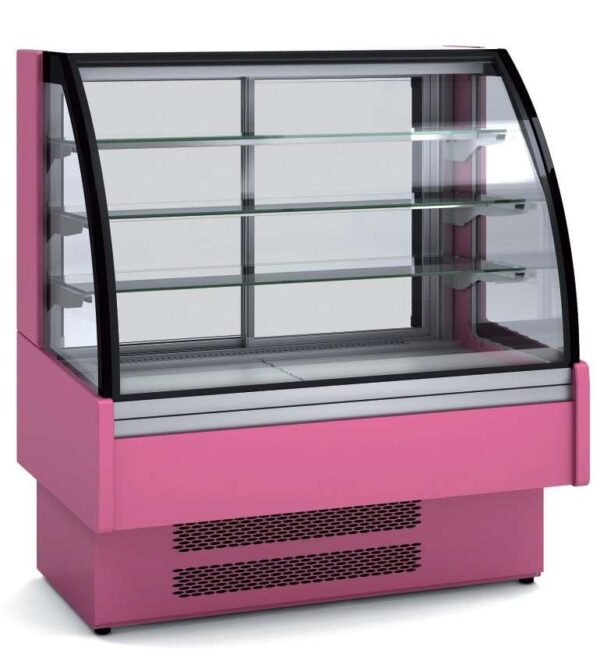 Vitrina Expositora Refrigerada Ventilada Cristal Curvo para snack dim.1650x730x1379h mm Línea Córdoba VV-6-16-C