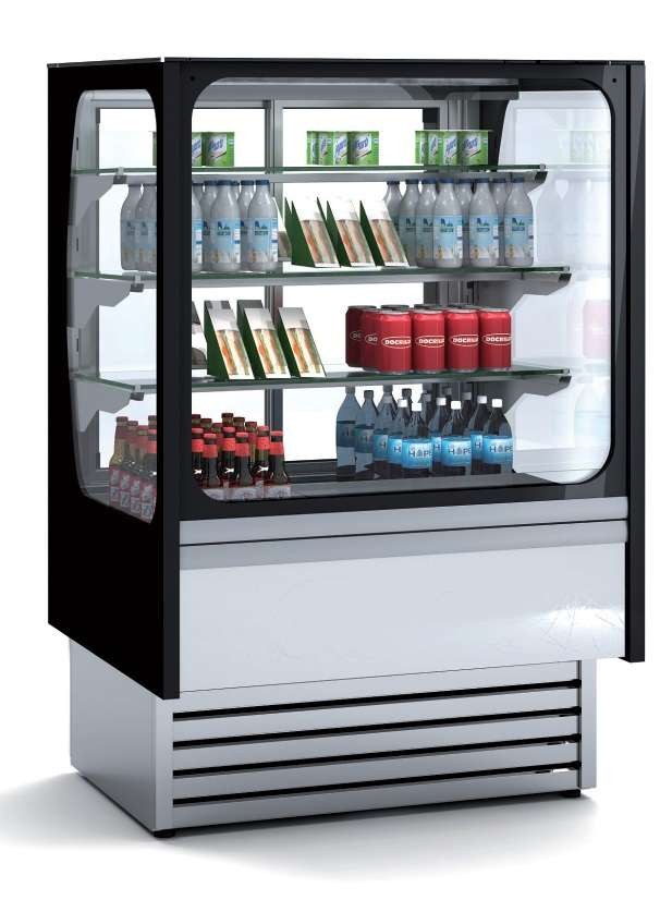 Vitrina Expositora Refrigerada Ventilada Cristal Recto Mostrador dim.580x710x1380h mm Línea Córdoba VV-6-6-RG