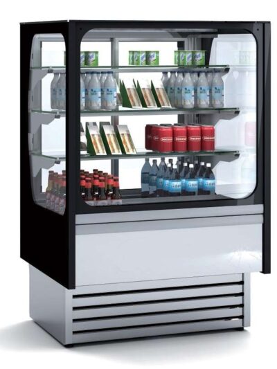 Vitrina Expositora Refrigerada Ventilada Cristal Recto Mostrador dim.1280x710x1380h mm Línea Córdoba VV-6-13-RG