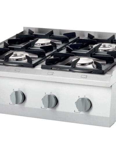 Cocina a gas sobremesa 6 fuegos 1200x700x250h mm 3,5+3x5+2x7 Kw Línea Varsovia