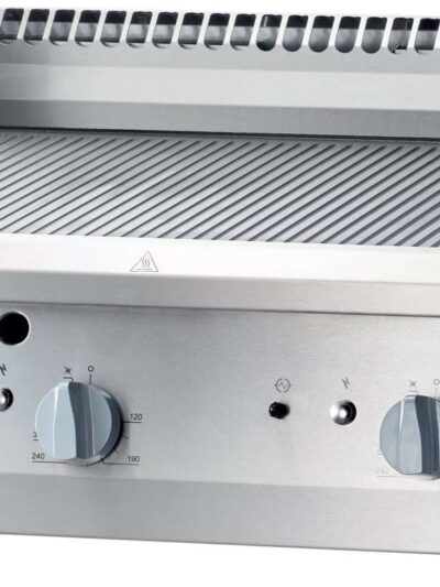 Fry top a gas acero rectificado sobremesa placa ranurada 400x700x250h mm 6,5Kw Línea Varsovia