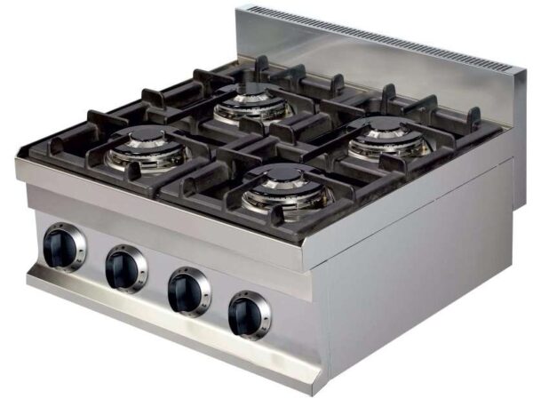 Cocina a gas sobremesa 4 fuegos 4x3,6kw 600x600x265h mm GC606 Línea Estambul