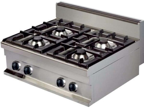 Cocina a gas sobremesa 4 fuegos 4x6kw 800x700x290h mm GR721S Línea Estambul