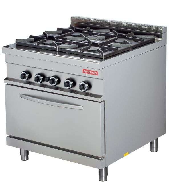 Cocina a gas 4 fuegos 4x8kw con horno 7,5kw 850x900x900h mm GR922 Línea Estambul