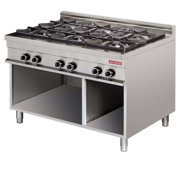 Cocina a gas 6 fuegos 6x8kw 1275x900x900h mm GR931 Línea Estambul