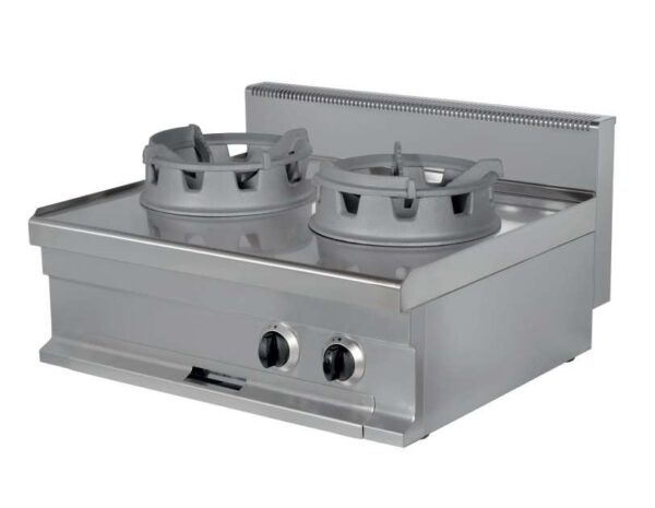Cocina Wok a gas sobremesa 2 fuegos 16 kw 400x700x290h mm WR721S Línea Estambul