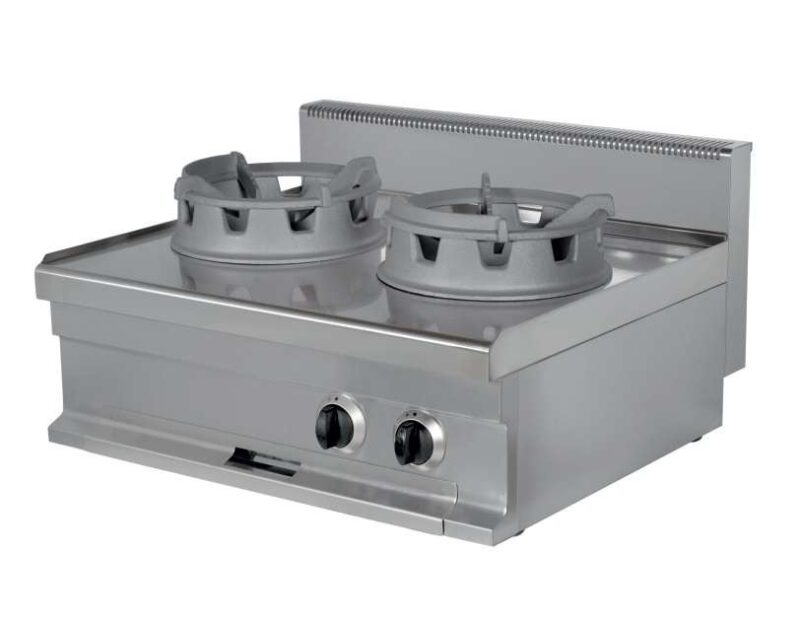 Cocina Wok a gas sobremesa 2 fuegos 16 kw 400x700x290h mm WR721S Línea Estambul