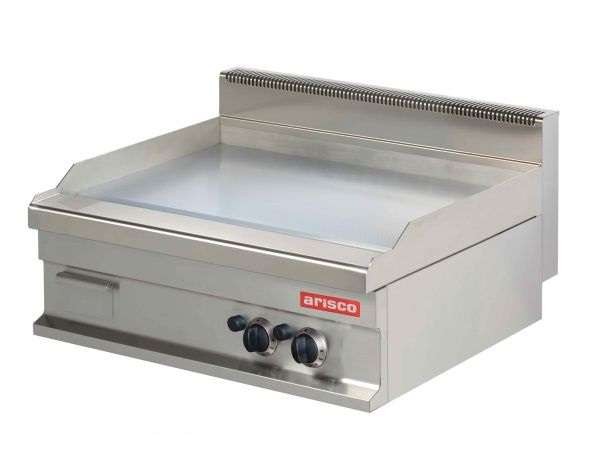 Fry tops a gas liso acero rectificado 15 mm 12kw 800x700x290h mm GG721SR Línea Estambul