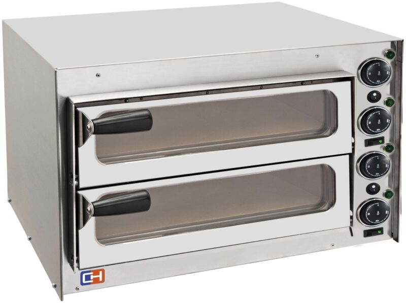 Horno Eléctrico de Pizza Compacto 2 pizza diámetro 35 cm AVEIRO FP35PV con puerta de cristal