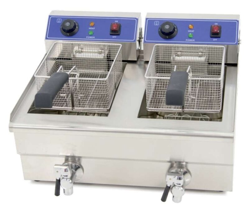 Freidora Eléctrica 10 + 10 litros CON Grifo de 570 x460 x325h mm PEKIN IEF-102-EGO