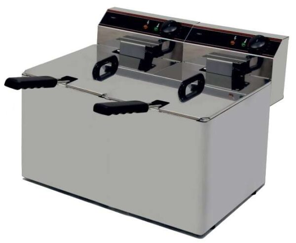 Freidora Eléctrica capacidad 10+10l pot.3,5+3,5 Kw sin Grifo de Vaciado línea Badajoz EVO1010