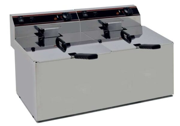 Freidora Eléctrica capacidad 12+12l pot.7,5+7,5 Kw sin Grifo de Vaciado trifásica línea Badajoz EVO1212TR