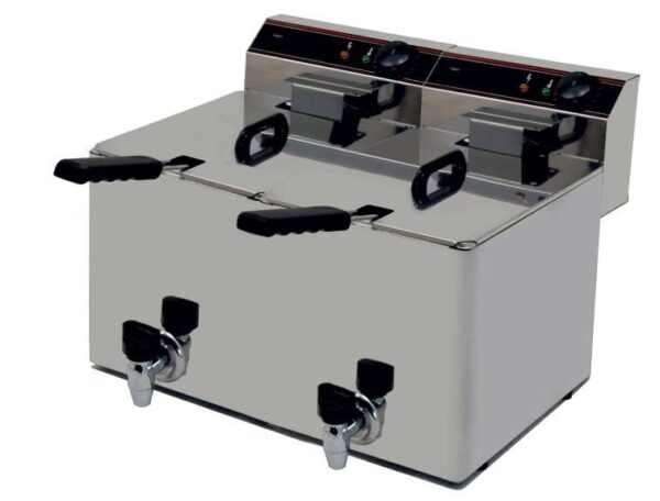 Freidora Eléctrica capacidad 10+10l pot.3,5+3,5 Kw con Grifo de Vaciado línea Badajoz EVO1010G
