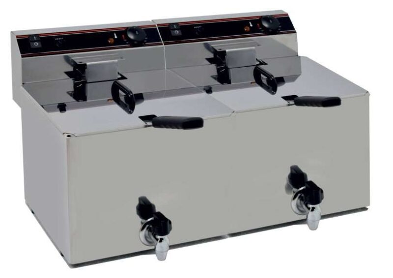 Freidora Eléctrica capacidad 12+12l pot.7,5+7,5 Kw con Grifo de Vaciado trifásica línea Badajoz EVO1212GTR