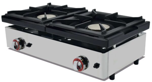 Cocina a Gas Sobremesa 2 fuegos de 6+6 Kw dim.810x457x240h mm línea Badajoz 80CG