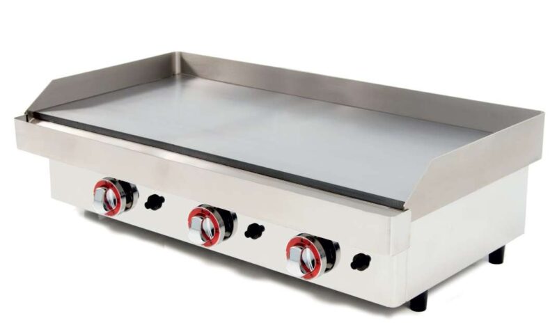 Plancha a Gas Acero Rectificado 15mm pot.9,6Kw dim.810x457x240h mm línea Badajoz 80PGR