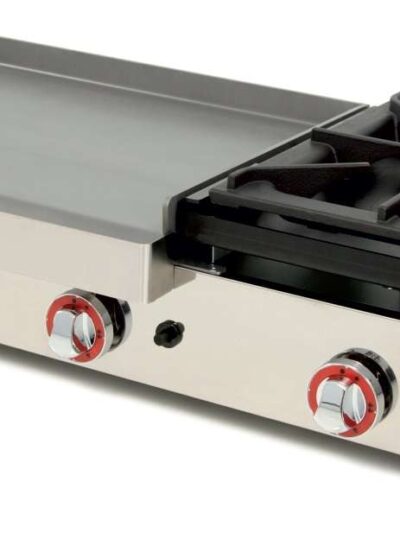 Plancha a Gas Acero Laminado con Fogón 6Kw pot.9,6+6Kw dim.1210x457x240h mm línea Badajoz 120PGLF