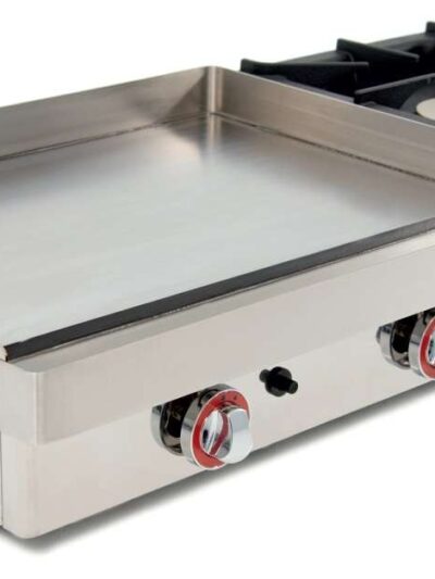 Plancha a Gas Acero Rectificado con Fogón 6Kw pot.9,6+6Kw dim.1210x457x240h mm línea Badajoz 120PGRF