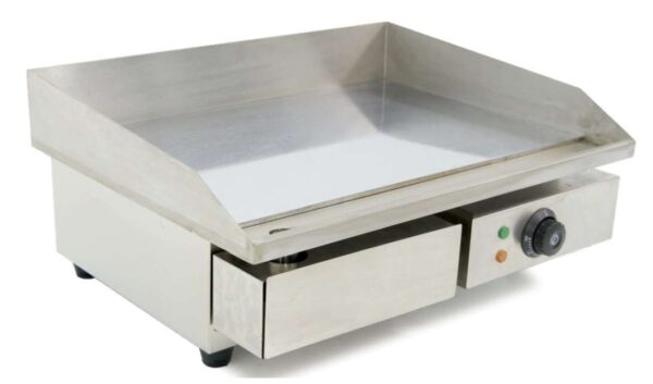 Plancha Eléctrica Acero 10 mm Económica Con Baño de Cromo Duro de 550 x450 x240h mm PEKIN IEG-818C- 18 KG