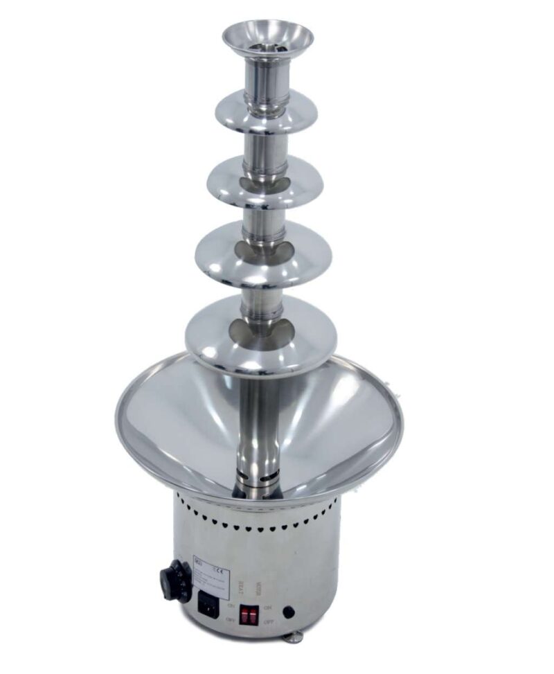 Fuente de chocolate de 5 pisos diamétro 37cm y alto 88cm capacidad 8 kg