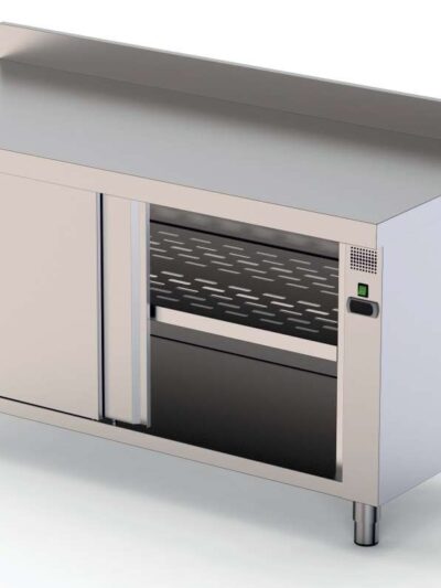 Mesa Caliente Acero Inoxidable Mural Fondo 700 Con Puerta Corredera A 1 Cara 1800x700x850h mm HFTW170180SD
