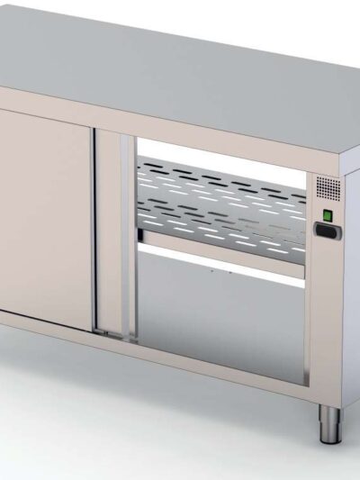 Mesa Caliente Acero Inoxidable Central Fondo 700 Con Puerta Corredera En Ambas Caras 1600x700x850h mm HFTC170160PT