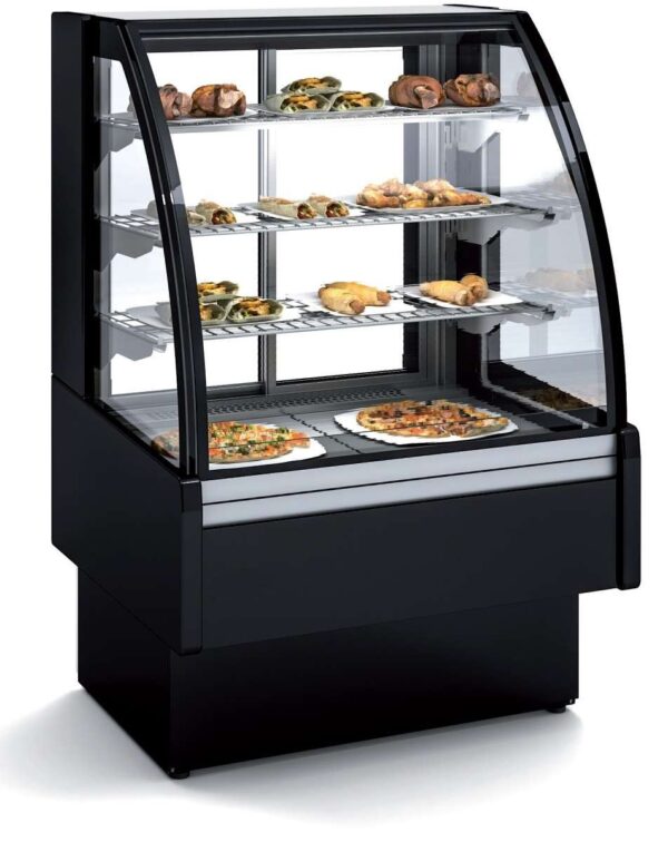 Vitrina Expositora Caliente cristal curvo dim.950x710x1380h mm Línea Córdoba VV-6HE-9-C