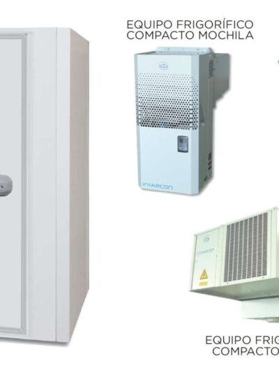 Cámara Frigorífica Temperatura Negativa dim.ext.2970x2970x2000h mmcon suelo, aislamiento de 85mm, puerta pivotante de luz 1830X700mm y perfiles sanitarios