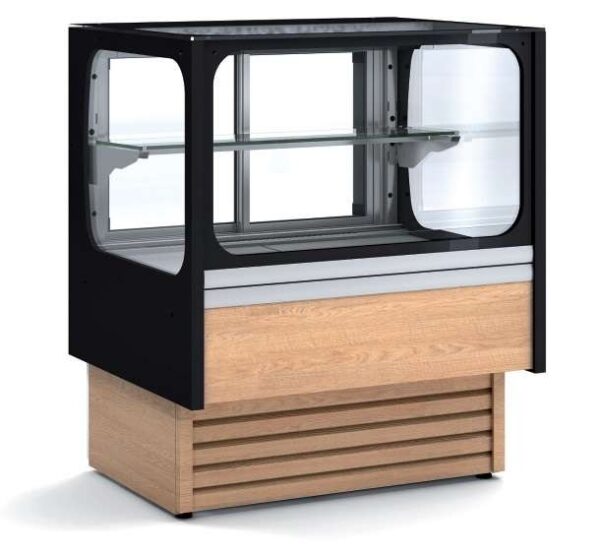 Vitrina Expositora Refrigerada Ventilada Cristal Recto Mostrador para chocolates dim.1630x710x1380h mm Línea Córdoba VV-6-16-RGB