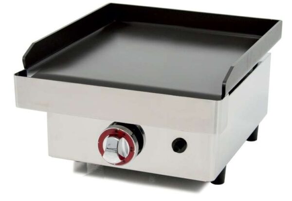 Plancha a Gas Acero Laminado 6mm con recubrimiento cerámico antiadherente 3,2Kw superficie útil 400x400mm línea Badajoz NANOTEC40