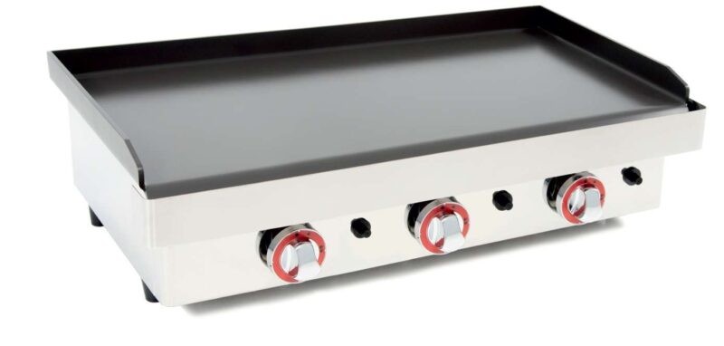 Plancha a Gas Acero Laminado 6mm con recubrimiento cerámico antiadherente 9,6Kw superficie útil 800x400mm línea Badajoz NANOTEC80