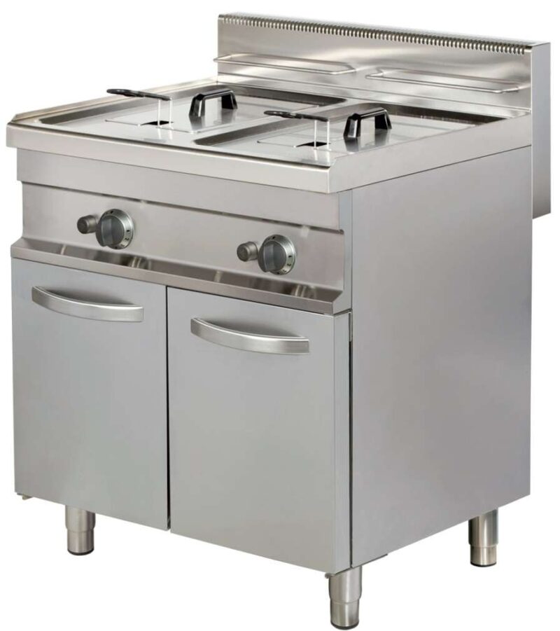 Freidora a gas 2 cuba 8 litros de aceite 10+10kw 800x700x900h mm GF722 Línea Estambul