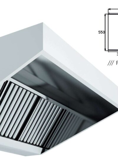 Campana Mural Snack Techo Bajo Elevado Fondo 800 CON TURBINA de 1500x800x550h mm AVEIRO A15080CMBT