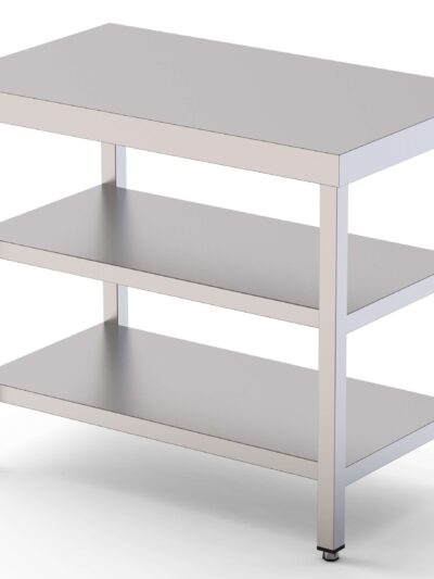 Mesa de Trabajo Acero inoxidable Central Con 2 Estante 1000x500x850h mm WTC150100S2