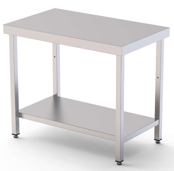 Mesa de Trabajo Acero inoxidable Central Con 1 Estante 1800x600x850h mm WTC160180S1