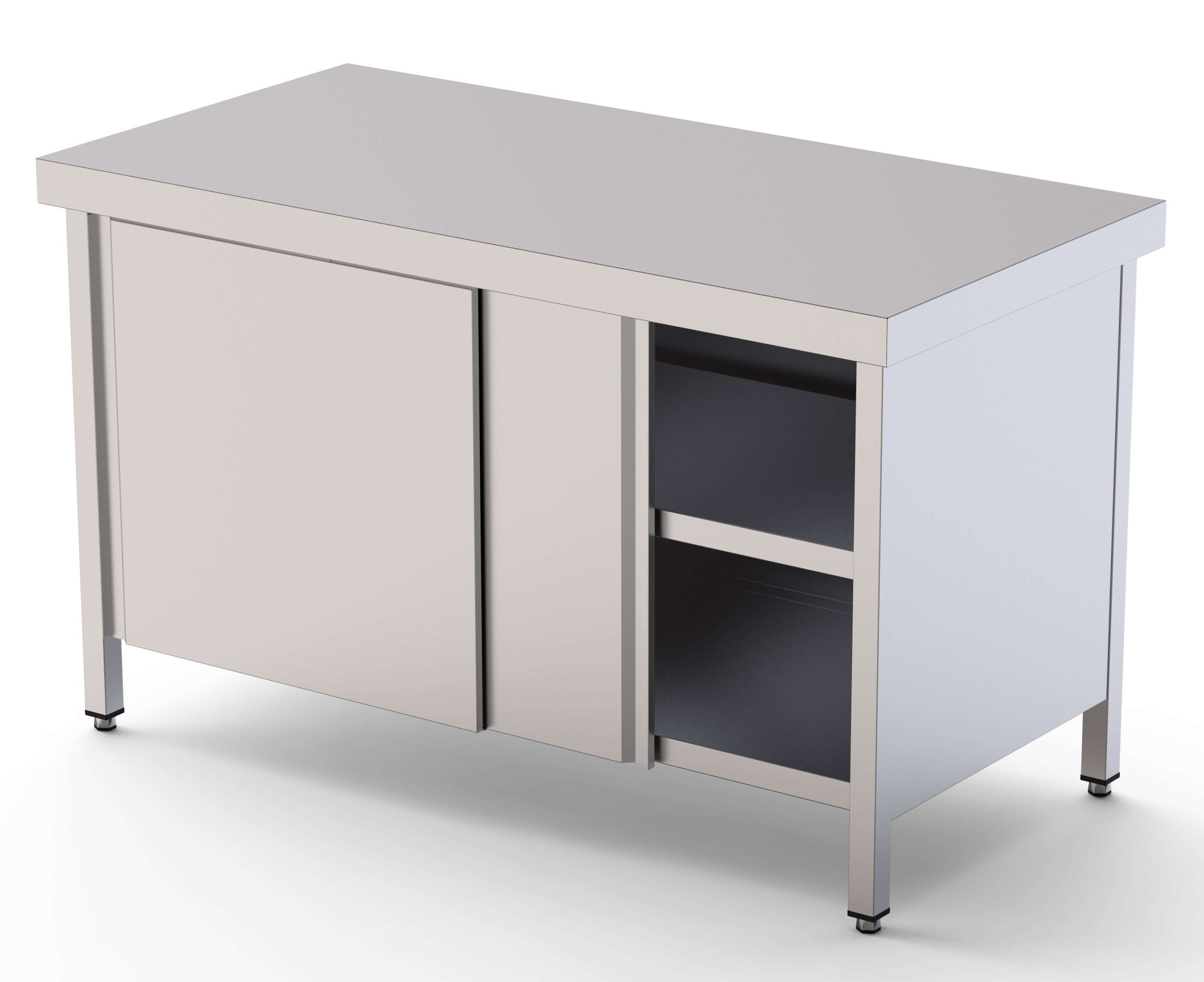 Mesa de Trabajo Acero inoxidable Central Con Puerta Corredera a 1 cara 2400x600x850h mm WTC160240SD