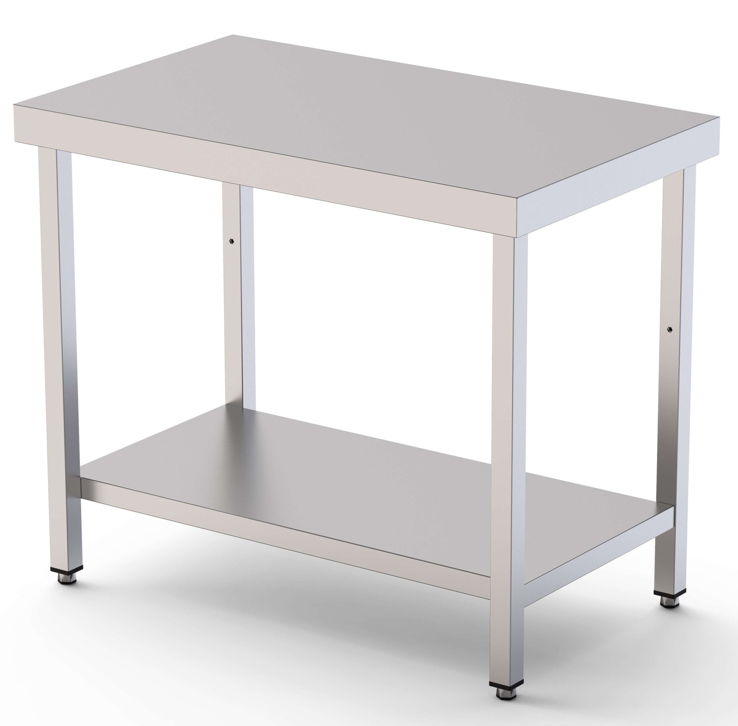 Mesa de Trabajo Acero inoxidable Central Con 1 Estante 1000x700x850h mm WTC170100S1