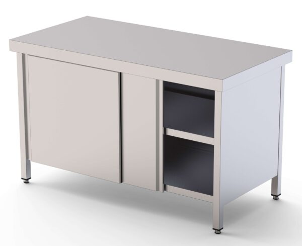 Mesa de Trabajo Acero inoxidable Central Con Puerta Corredera a 1 cara 1800x700x850h mm WTC170180SD
