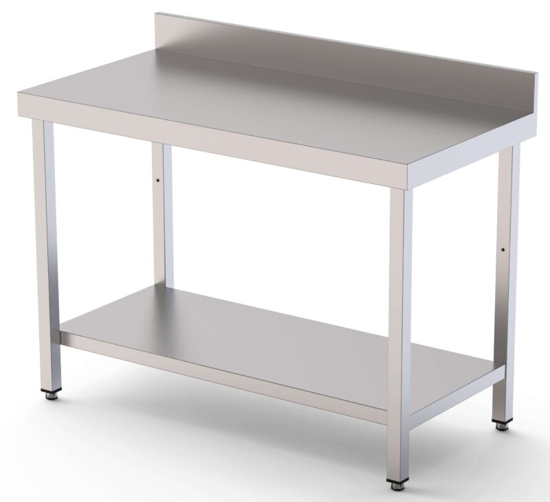 Mesa de Trabajo Acero inoxidable Mural Con 1 Estante 800x500x850h mm WTW150080S1