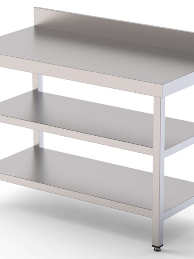 Mesa de Trabajo Acero inoxidable Mural Con 2 Estante 1900x800x850h mm WTW180190S2