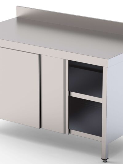 Mesa de Trabajo Acero inoxidable Mural Con Puerta Corredera a 1 cara 1000x800x850h mm WTW180100SD