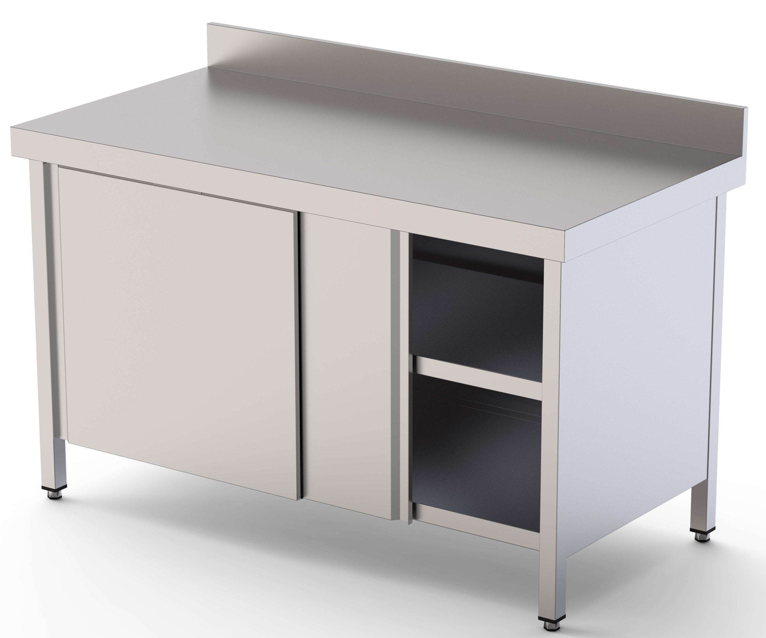 Mesa de Trabajo Acero inoxidable Mural Con Puerta Corredera a 1 cara 2600x800x850h mm WTW180260SD