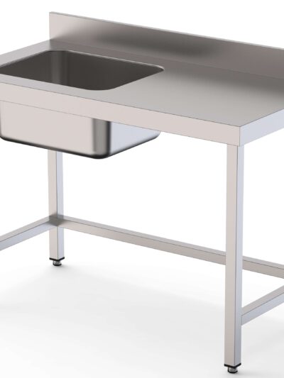 Mesa de Trabajo Acero Inoxidable Mural Sin Estante y Con Cubeta a la izquierda 1800x600x850h mm  WTW16018LB0