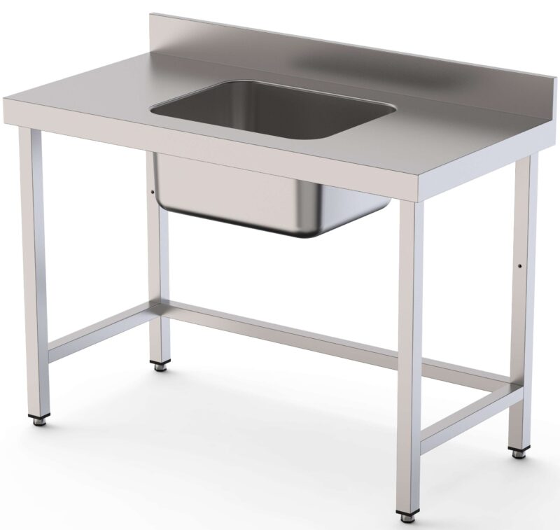 Mesa de Trabajo Acero Inoxidable Mural Sin Estante y Con Cubeta Central 1500x600x850h mm  WTW16015CB0